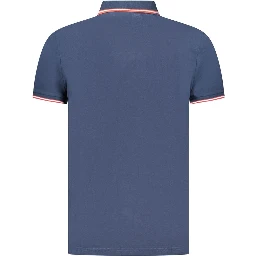 Blue Cotton Men Polo
