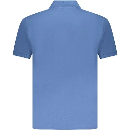 Blue Cotton Men Polo Shirt