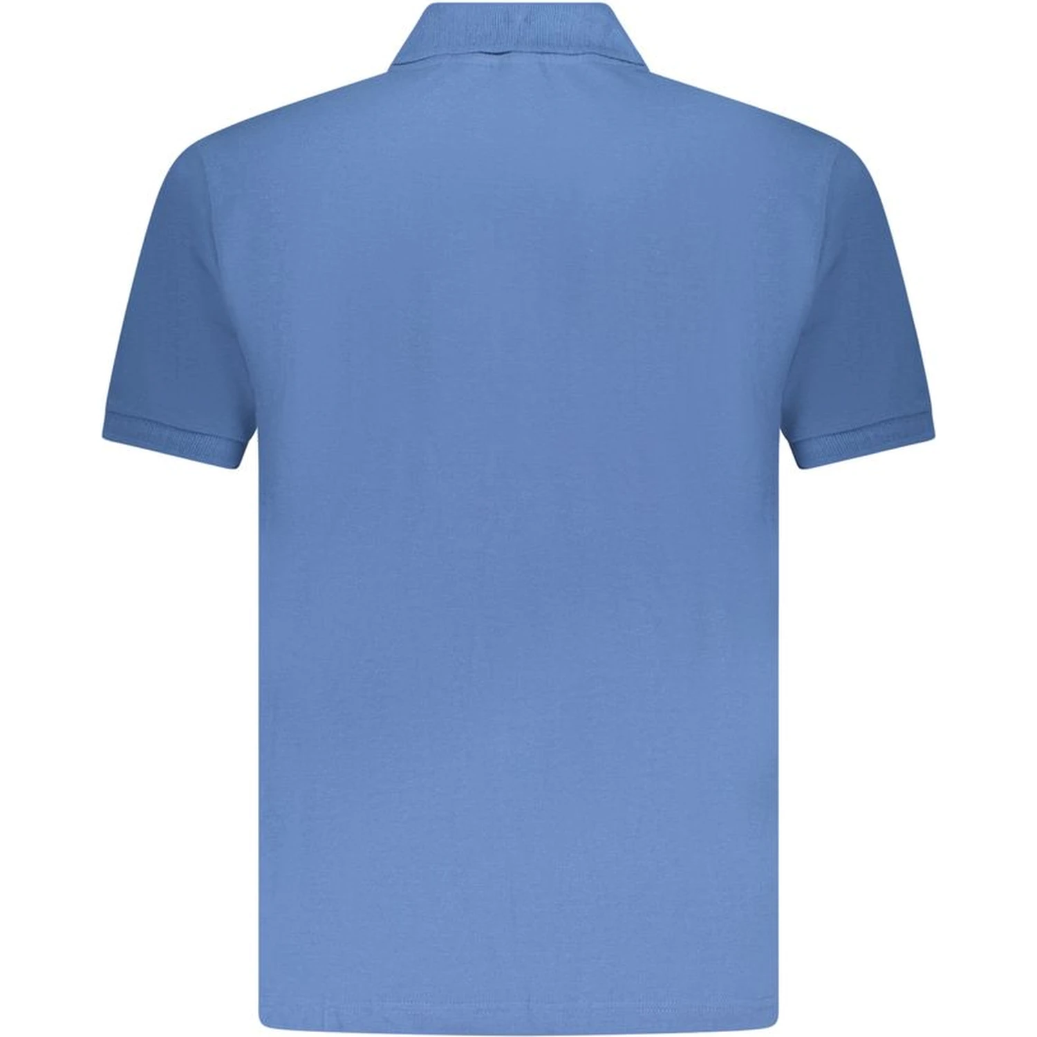 Blue Cotton Men Polo Shirt