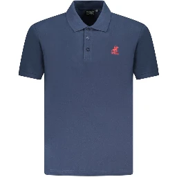 Blue Cotton Men Polo Shirt