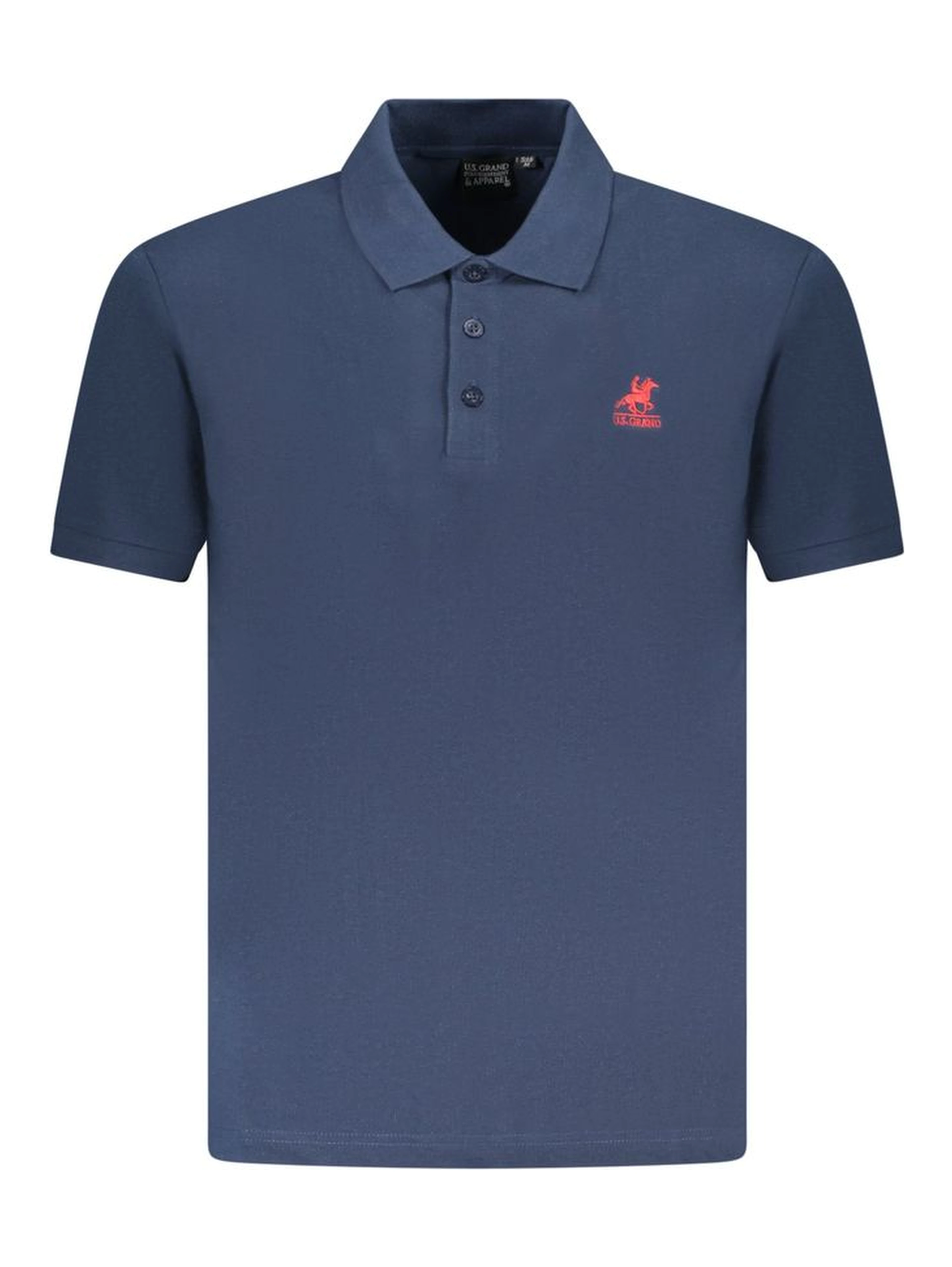 Blue Cotton Men Polo Shirt