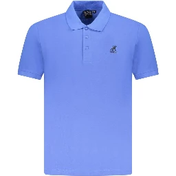 Blue Cotton Men Polo Shirt