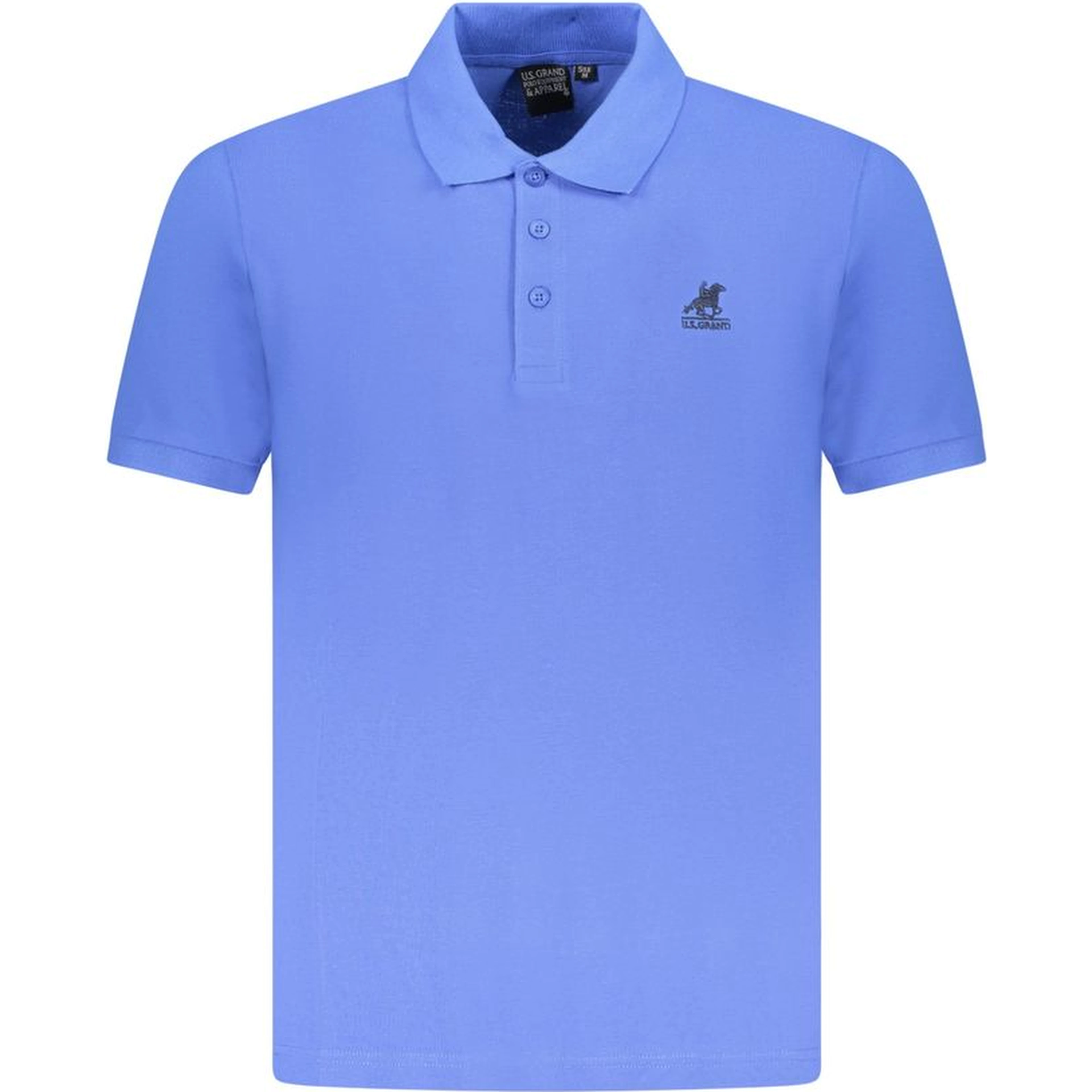 Blue Cotton Men Polo Shirt