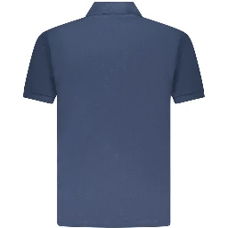 Blue Cotton Men Polo Shirt