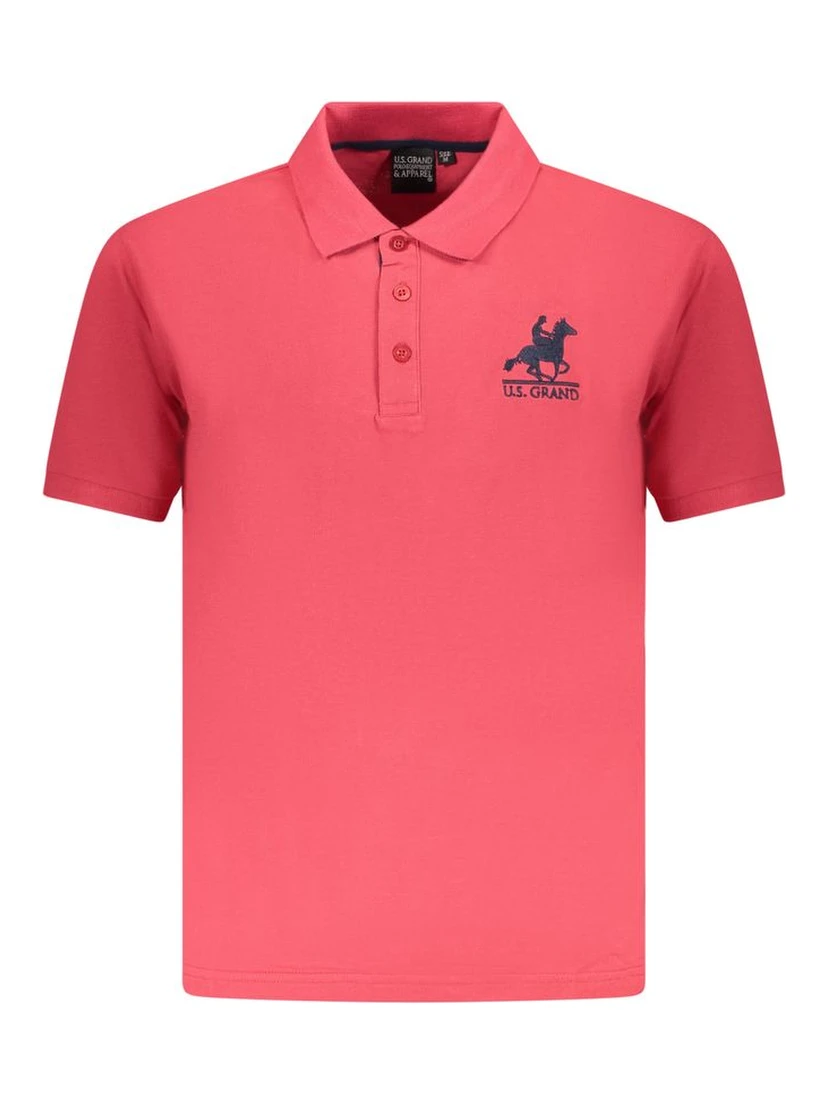 Red Cotton Men Polo Shirt