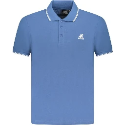 Blue Cotton Men Polo Shirt