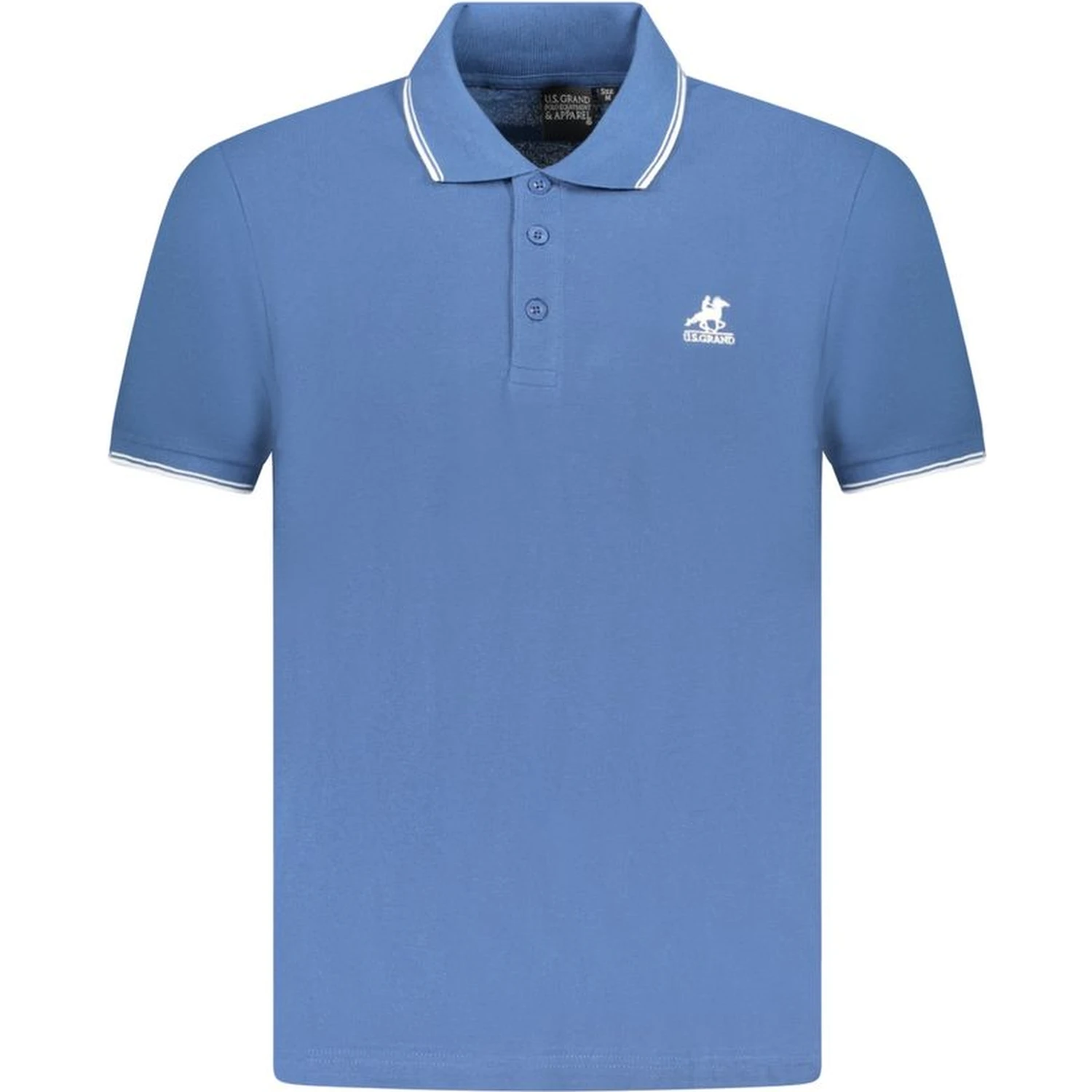 Blue Cotton Men Polo Shirt