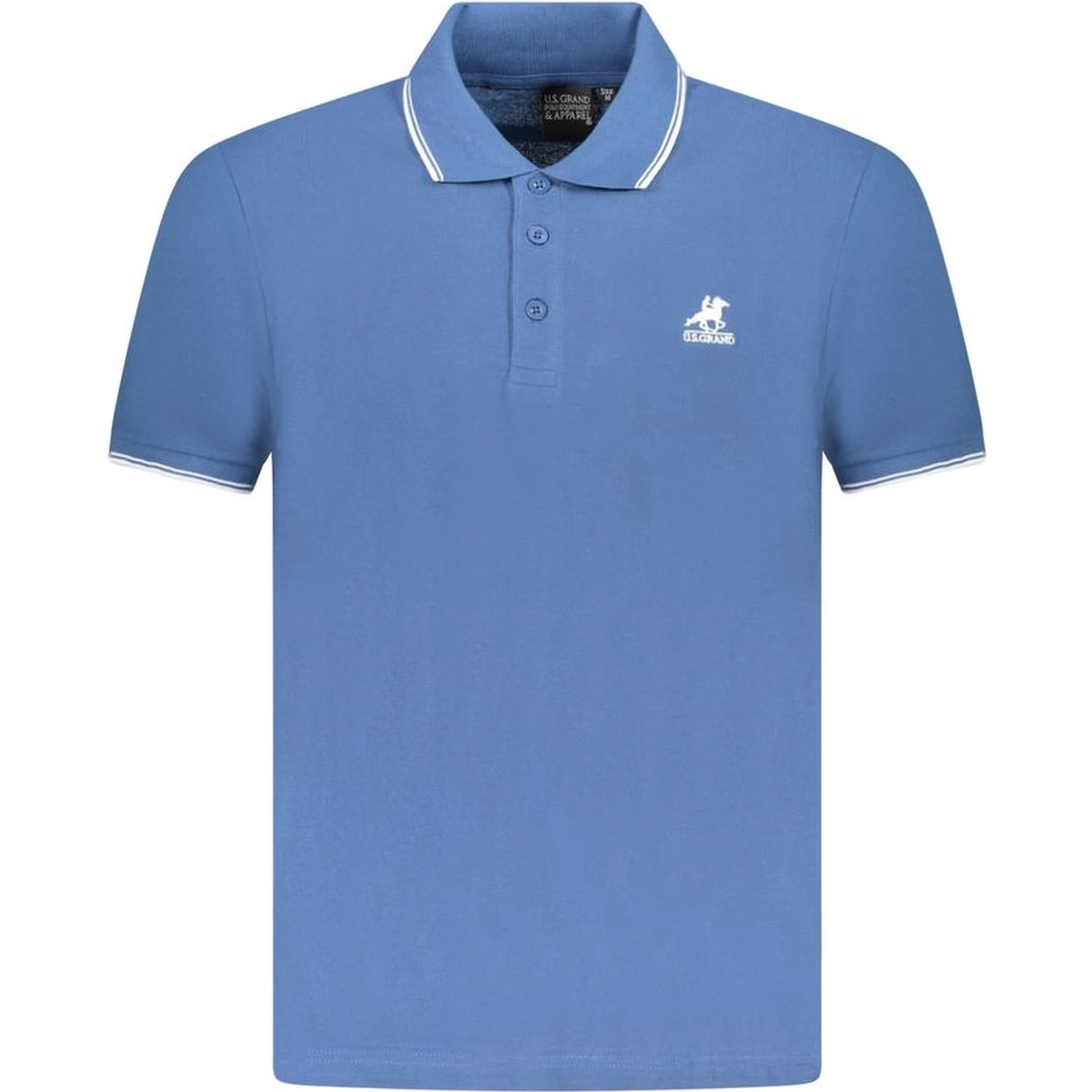Blue Cotton Men Polo Shirt