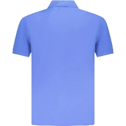 Blue Cotton Men Polo Shirt