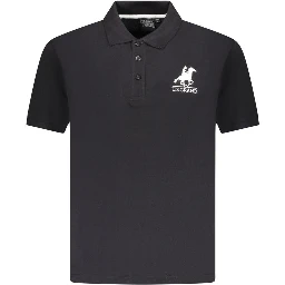 Black Cotton Men Polo