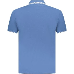 Blue Cotton Men Polo Shirt