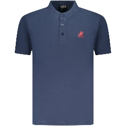 Blue Cotton Men Polo