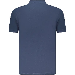 Blue Cotton Men Polo