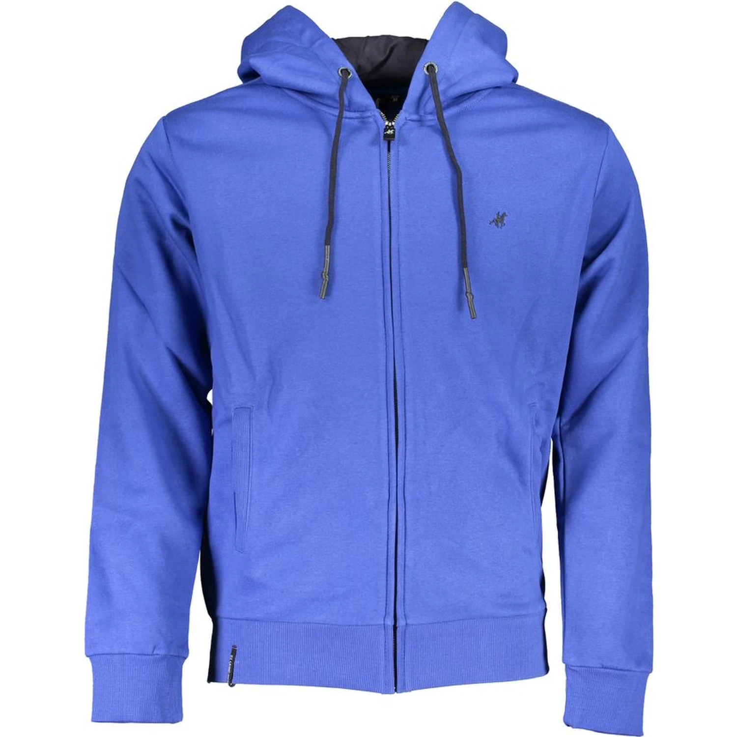 Blue Cotton Men Hoodie