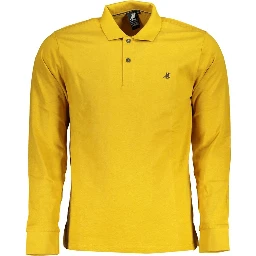 Yellow Cotton Men Polo Shirt