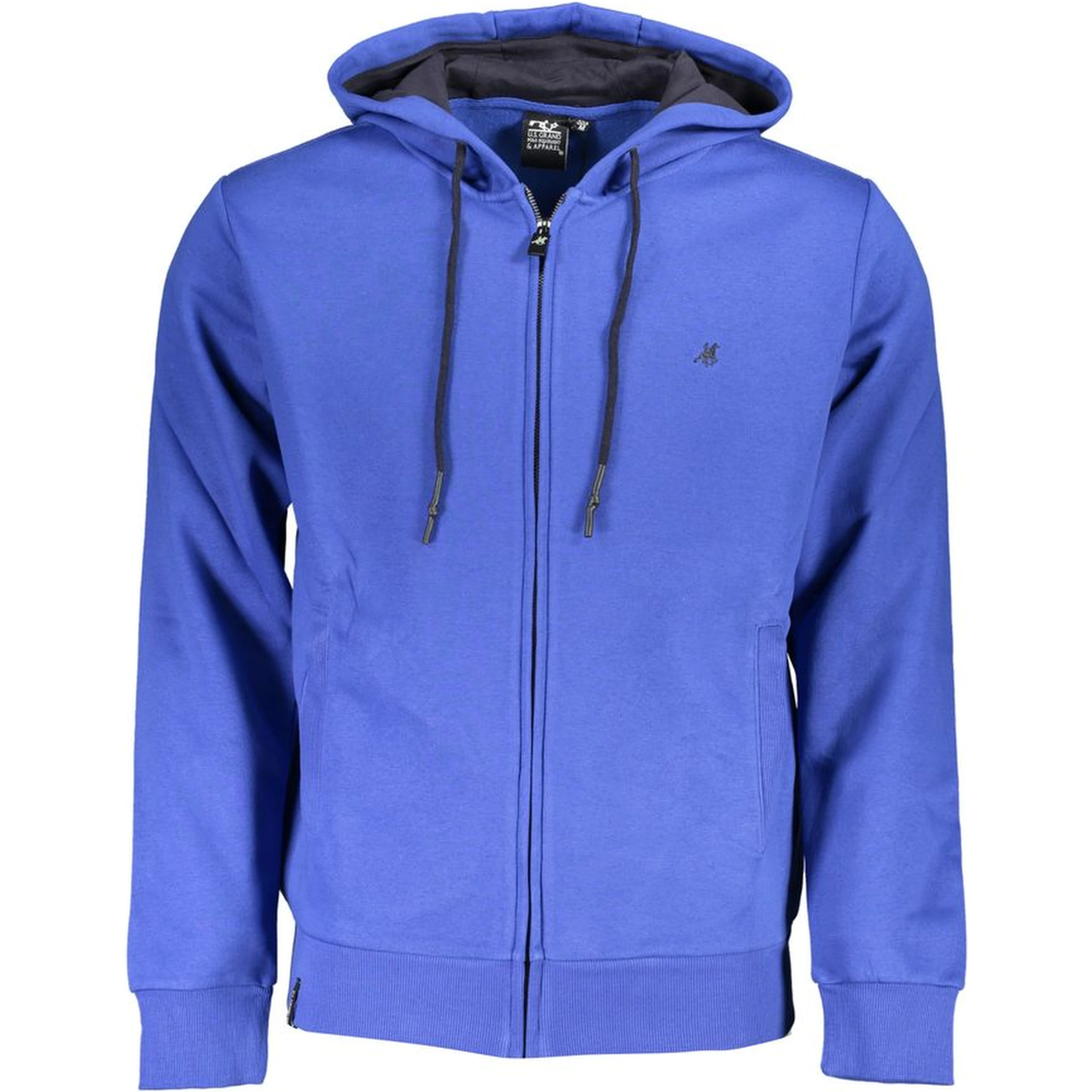 Blue Cotton Men Hoodie