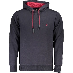 Blue Cotton Men Hoodie