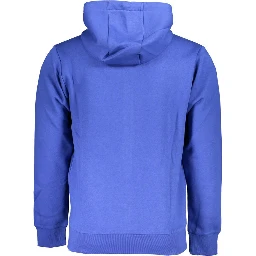 Blue Cotton Men Hoodie