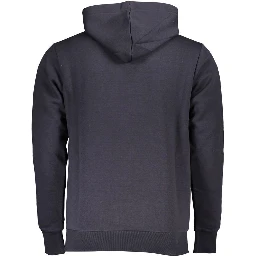Blue Cotton Men Hoodie
