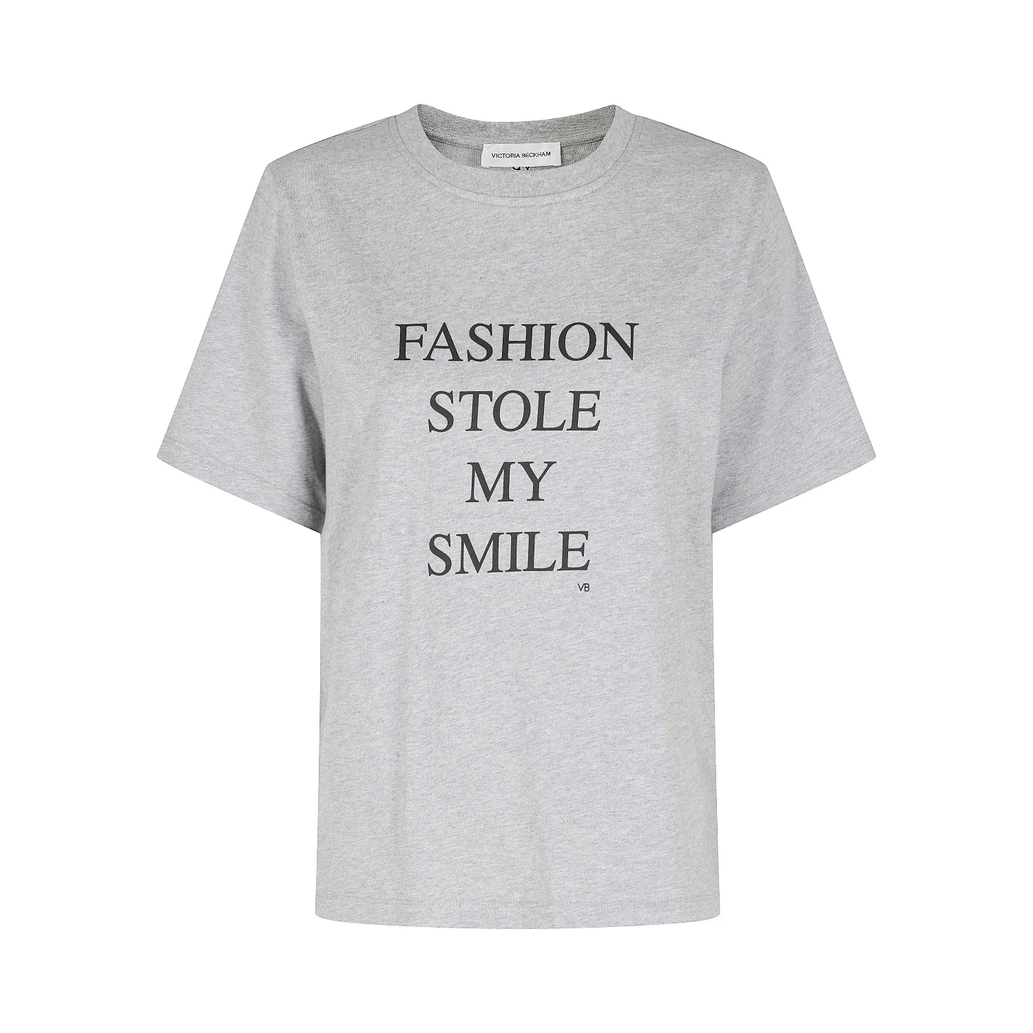 SLOGAN TEE `FASHION STOLE MY SMILE`