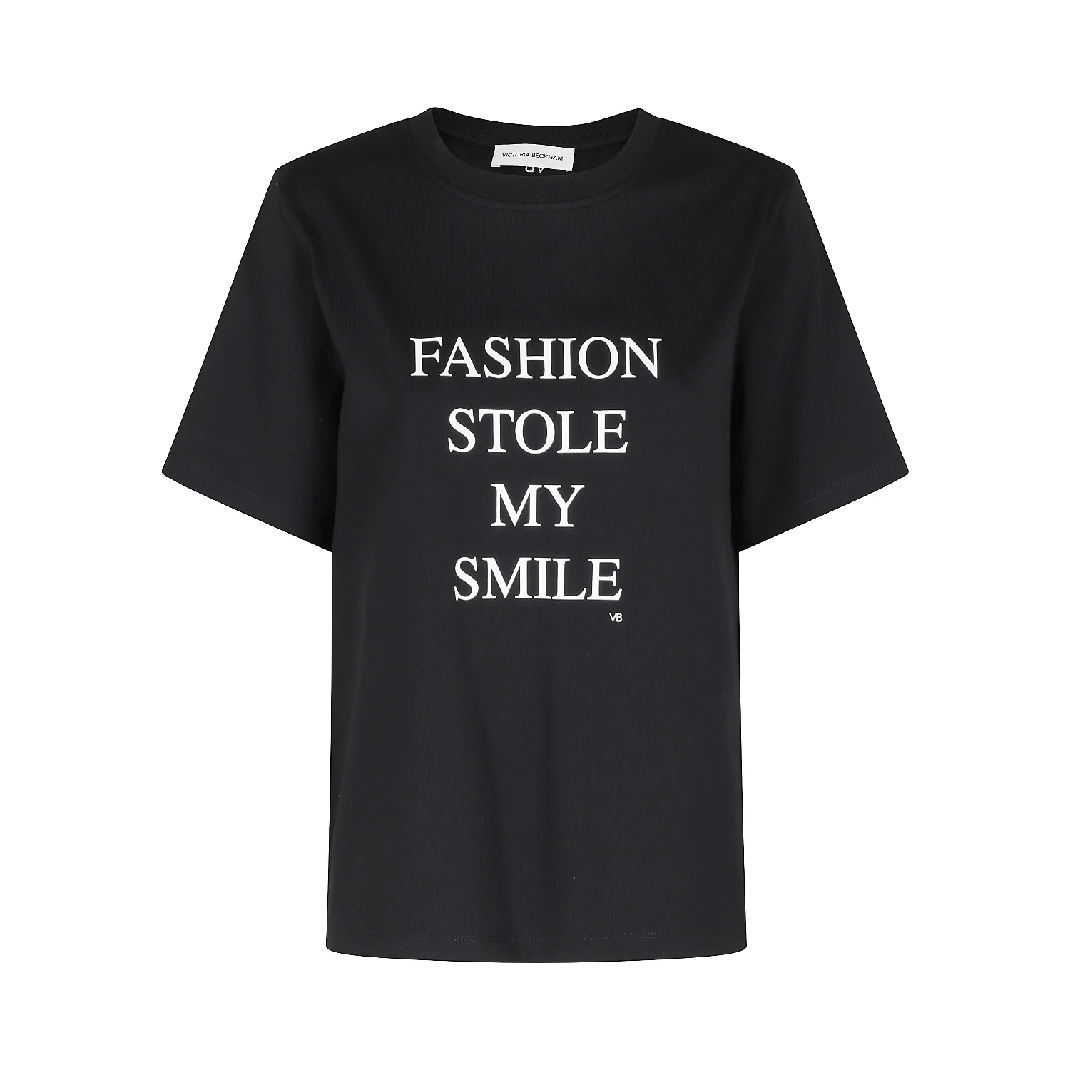 SLOGAN TEE `FASHION STOLE MY SMILE`