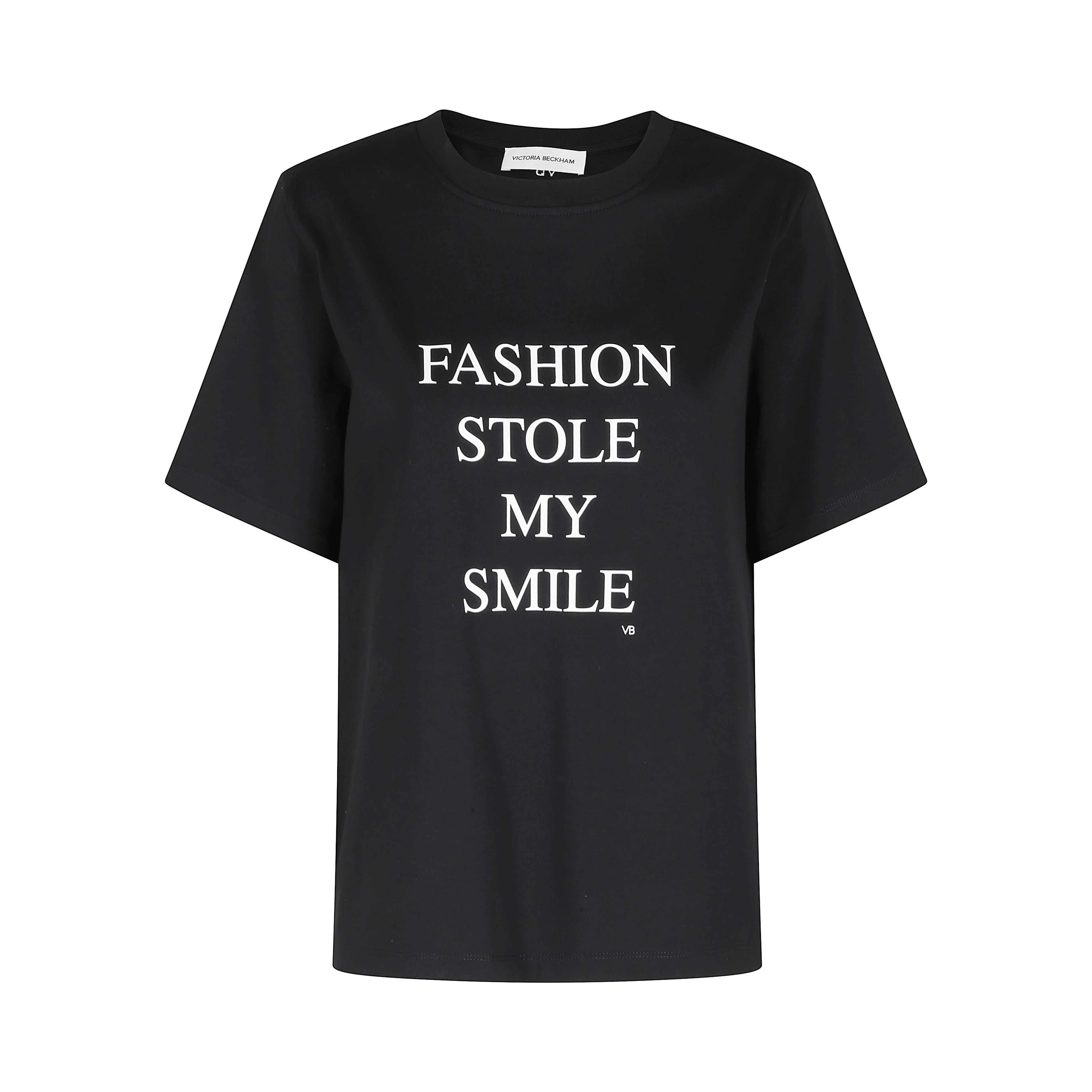 SLOGAN TEE `FASHION STOLE MY SMILE`