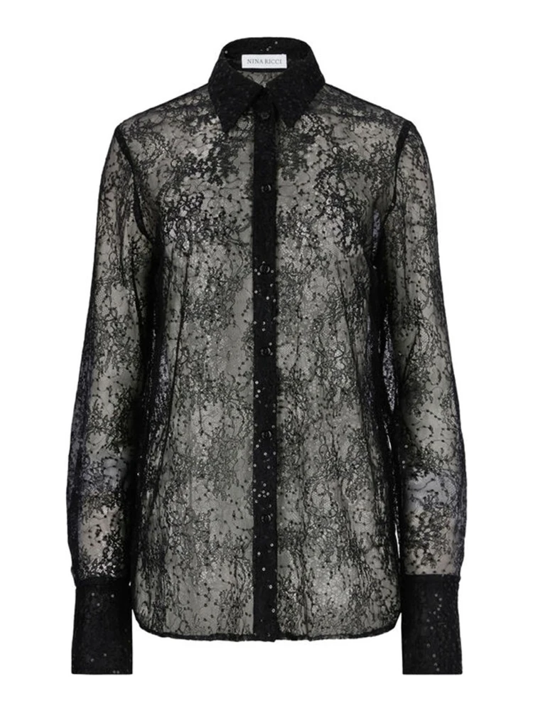 LACE SHIRT WITH SEQUINS