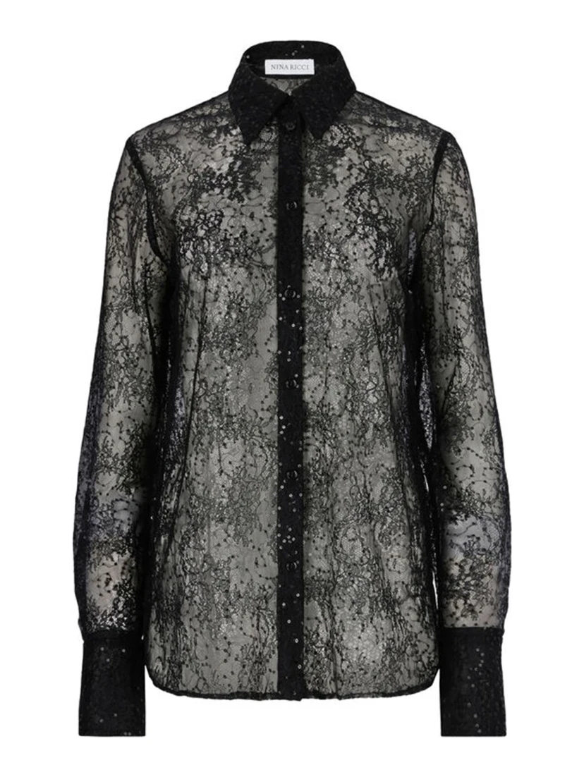 LACE SHIRT WITH SEQUINS