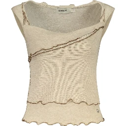 Beige Viscose Tank Tops