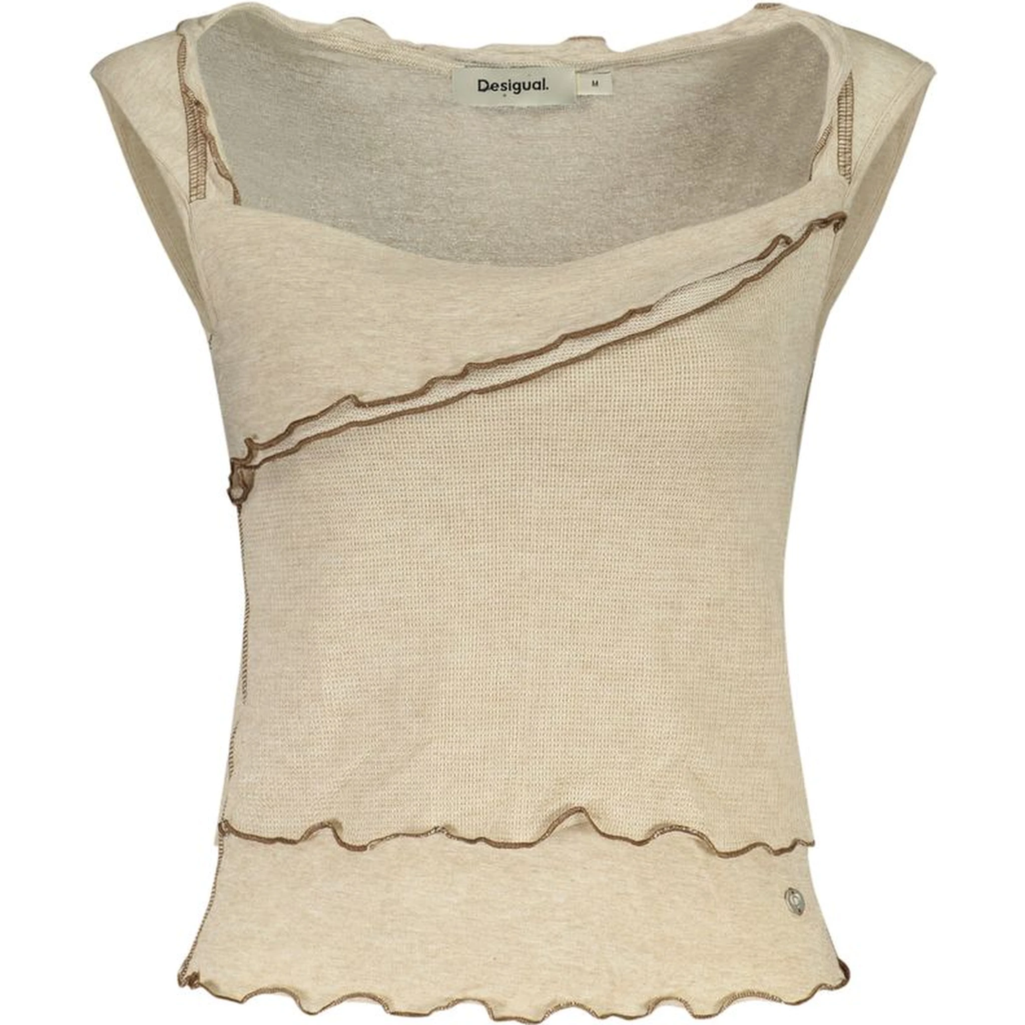 Beige Viscose Tank Tops