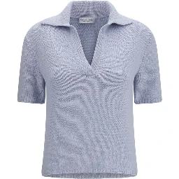 Blue Cashmere Polo Shirt