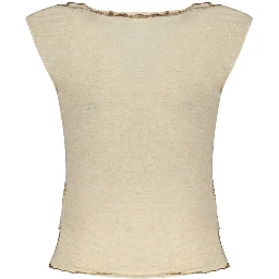 Beige Viscose Tank Tops