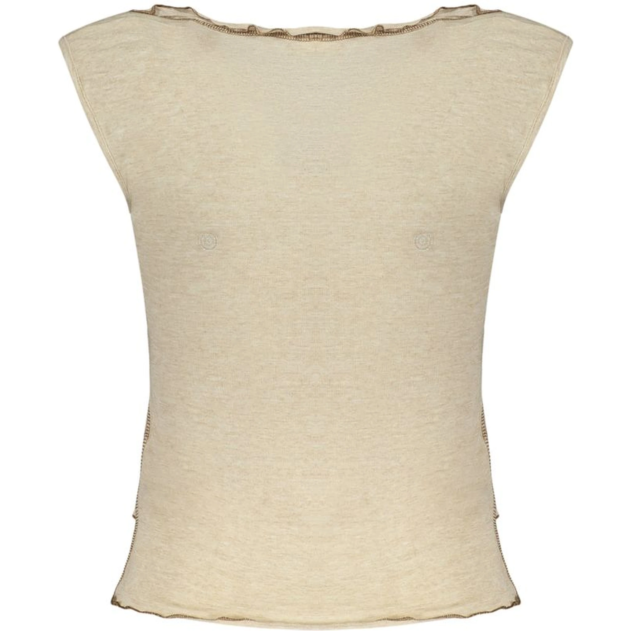 Beige Viscose Tank Tops