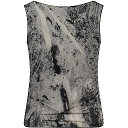 Black Elastane Tank Tops