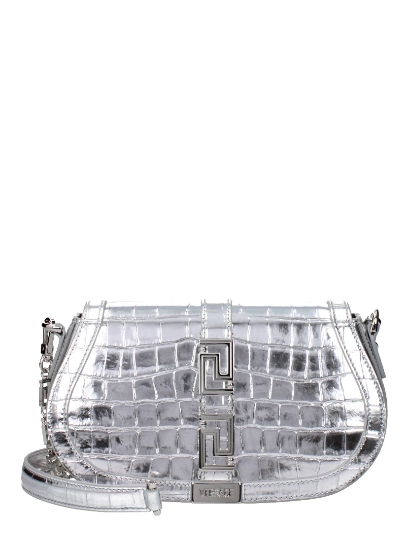 Gray Leather Shoulder Bag
