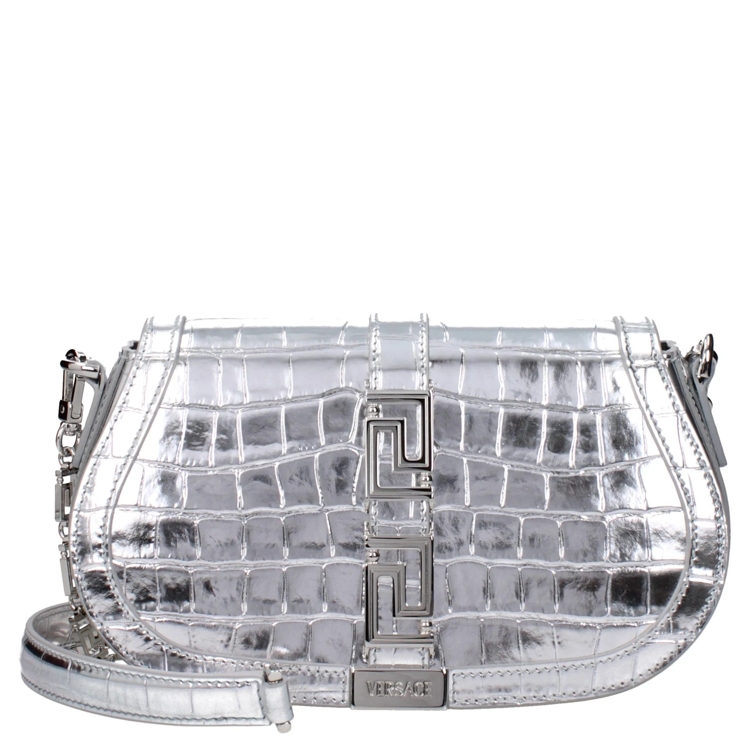 Gray Leather Shoulder Bag