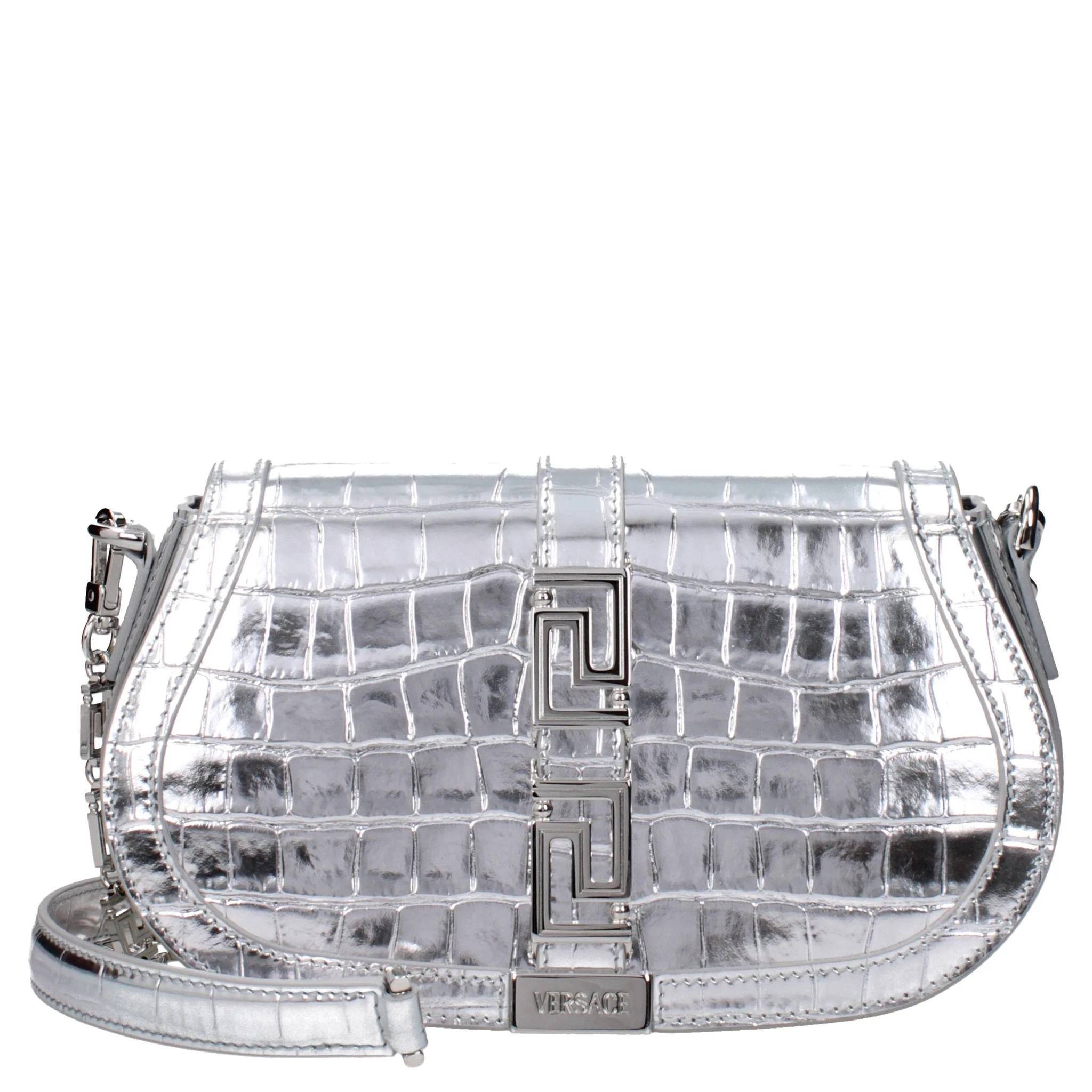 Gray Leather Shoulder Bag