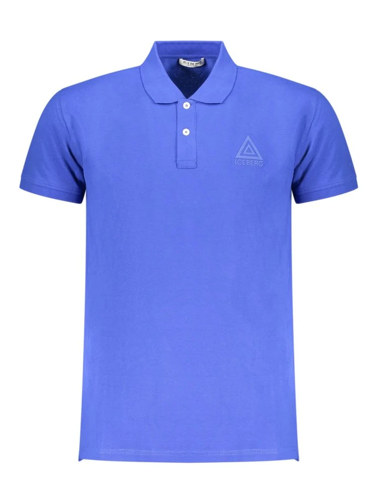Blue Cotton Men Polo Shirt