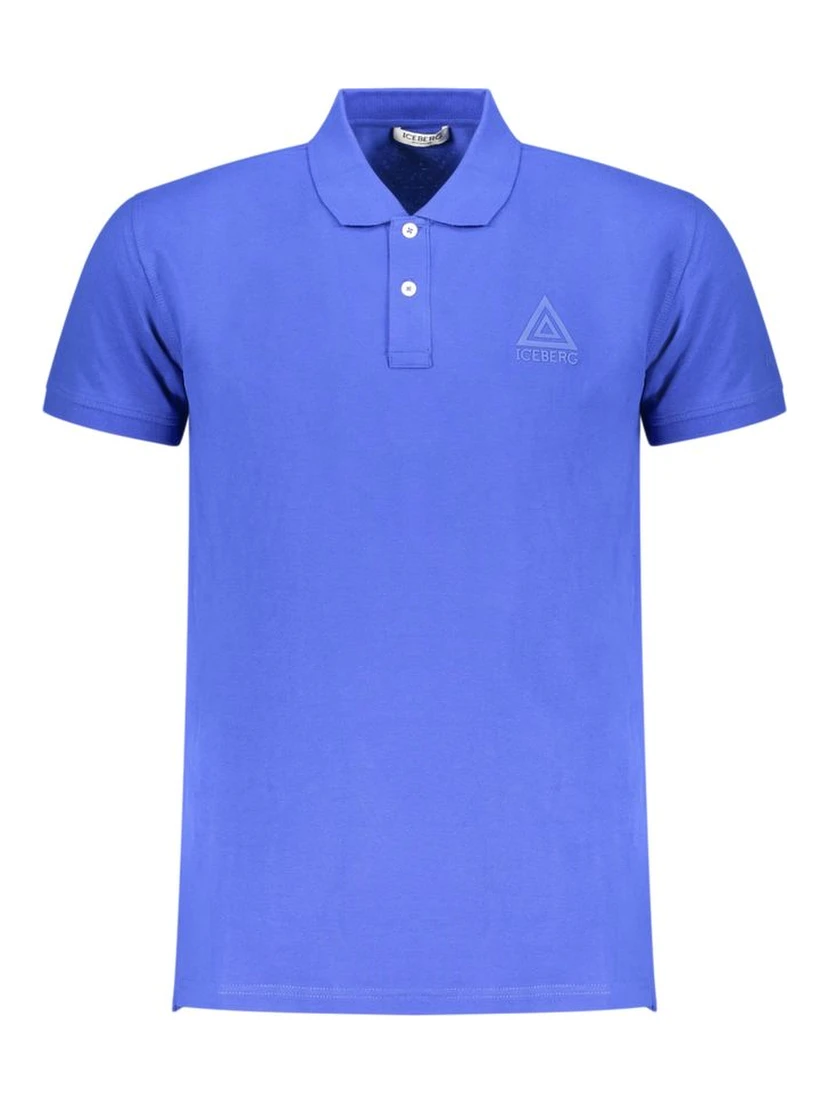 Blue Cotton Men Polo Shirt