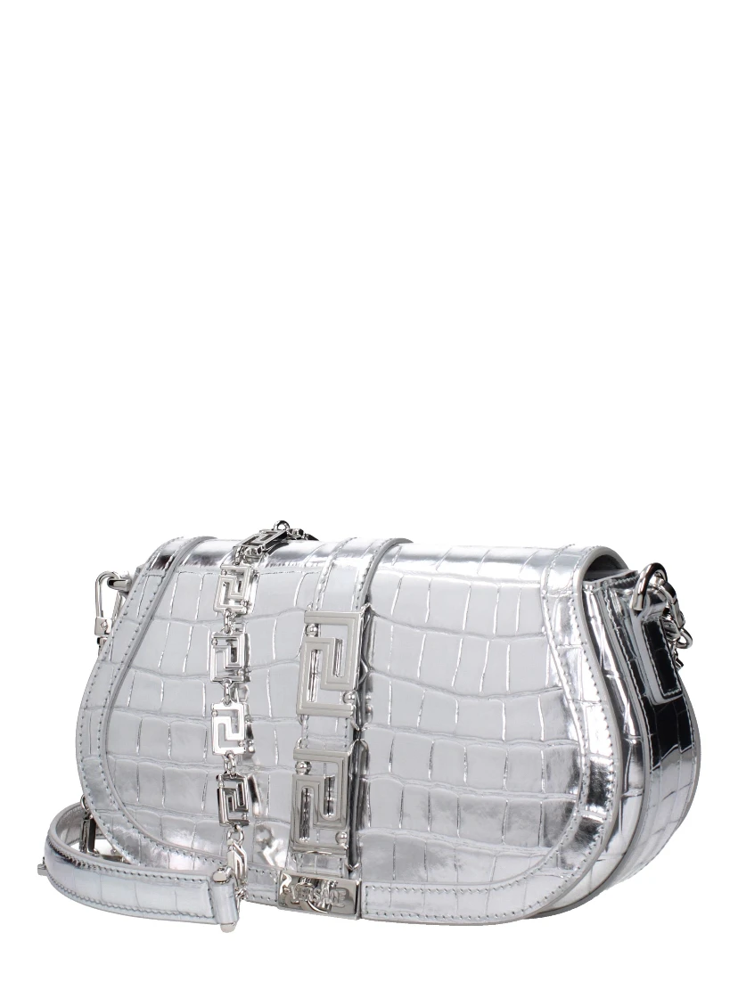 Gray Leather Shoulder Bag