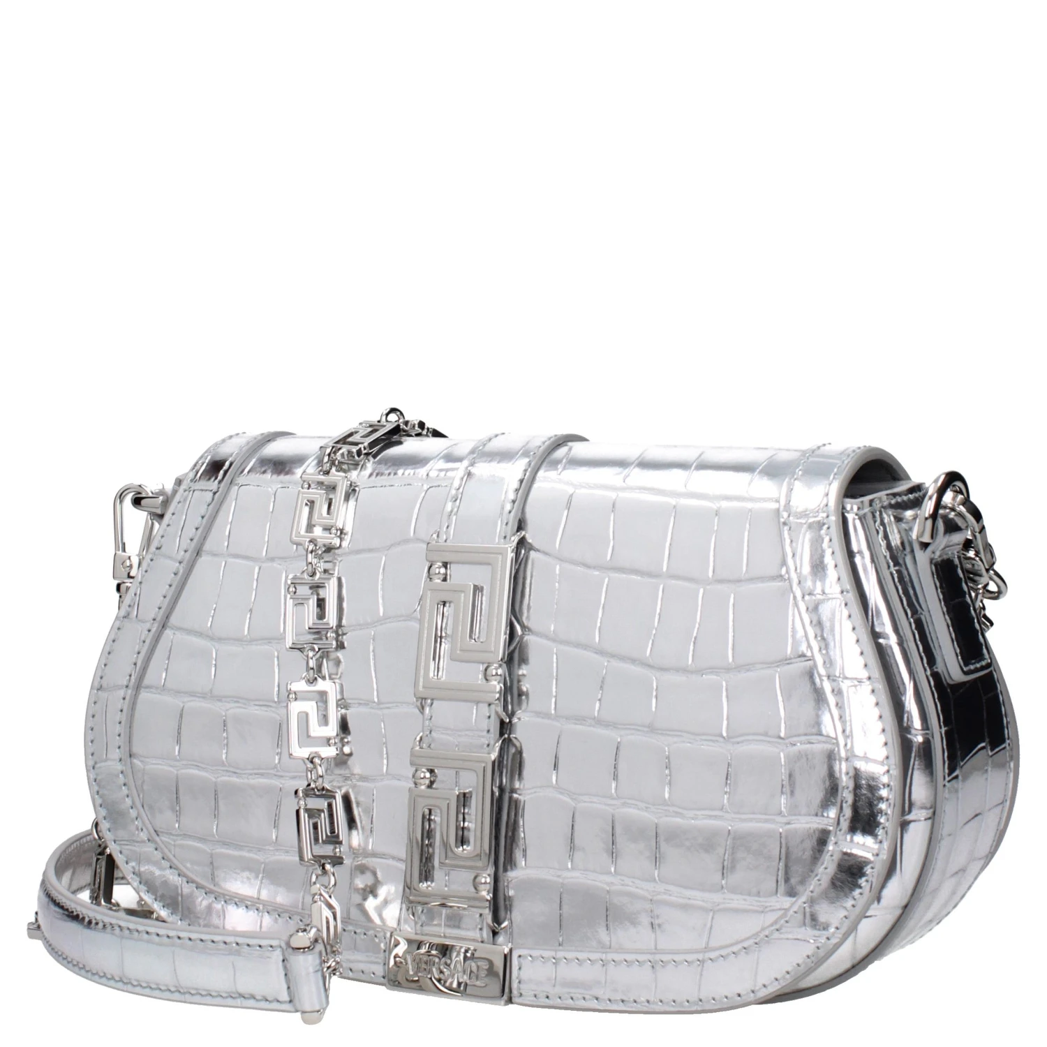 Gray Leather Shoulder Bag