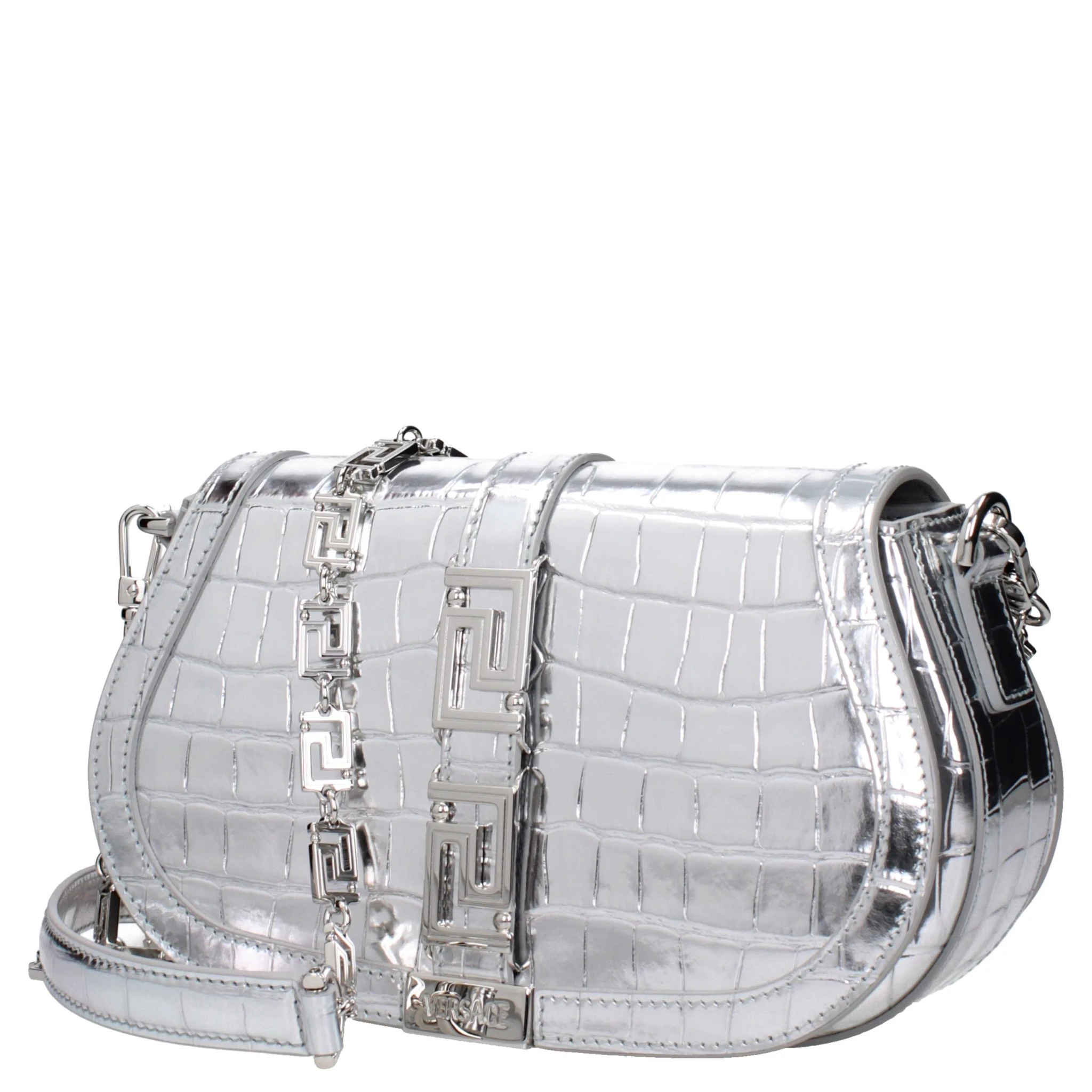 Gray Leather Shoulder Bag