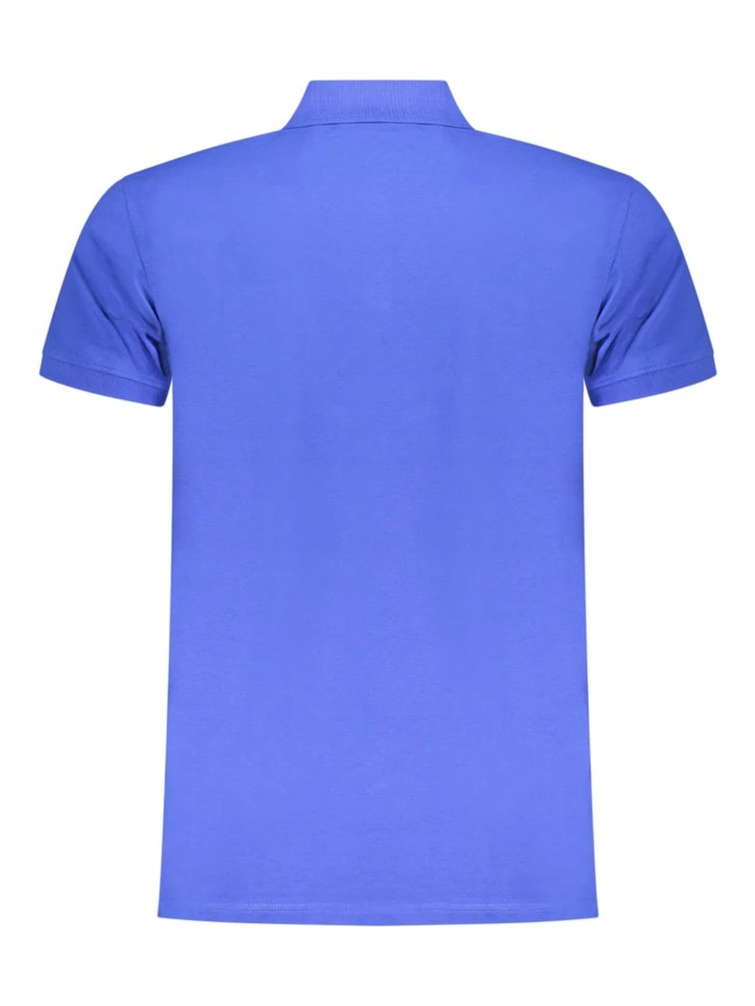 Blue Cotton Men Polo Shirt