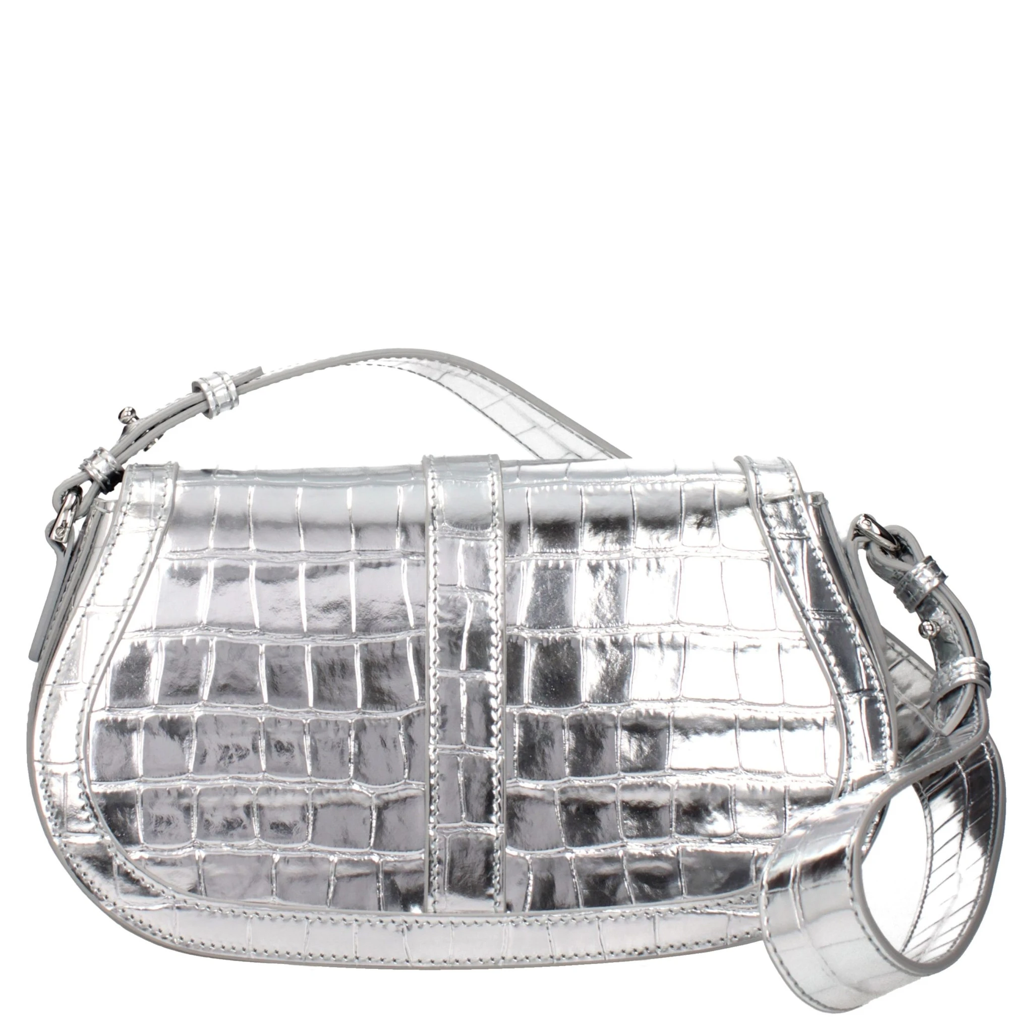 Gray Leather Shoulder Bag