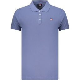 Blue Cotton Men Polo