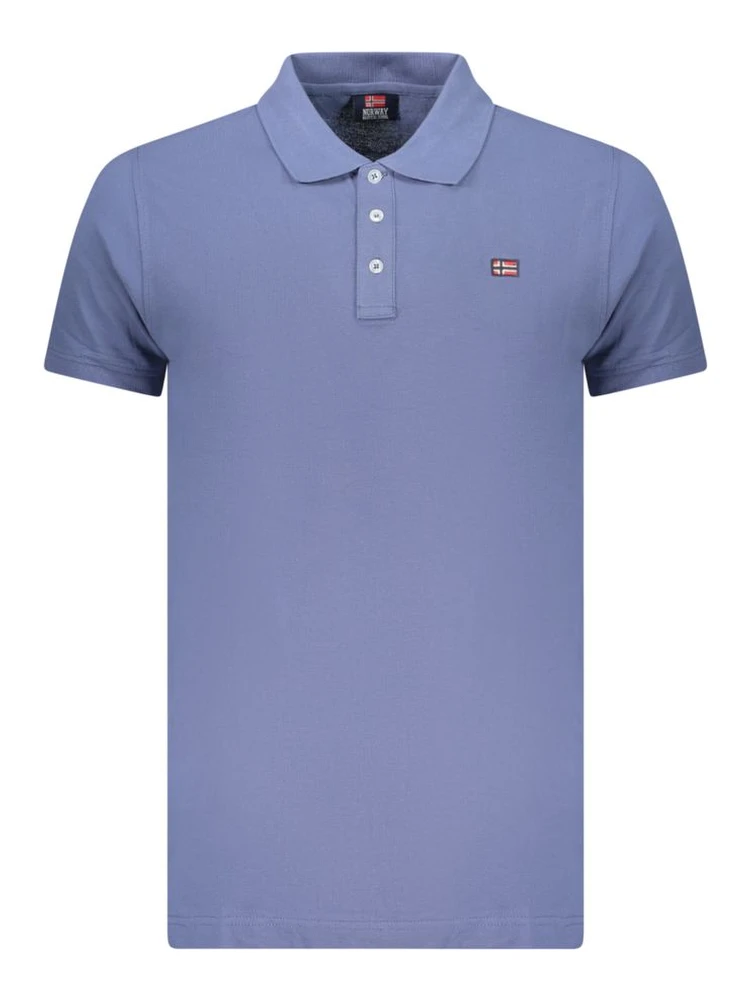 Blue Cotton Men Polo