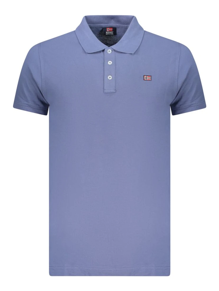 Blue Cotton Men Polo