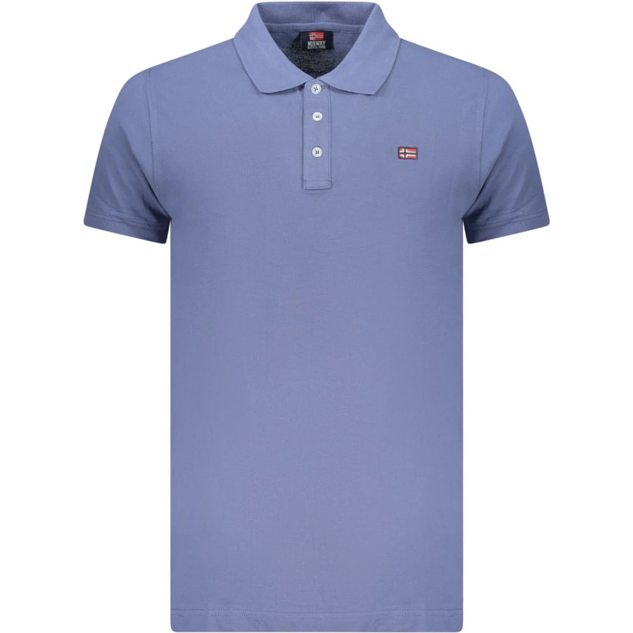 Blue Cotton Men Polo