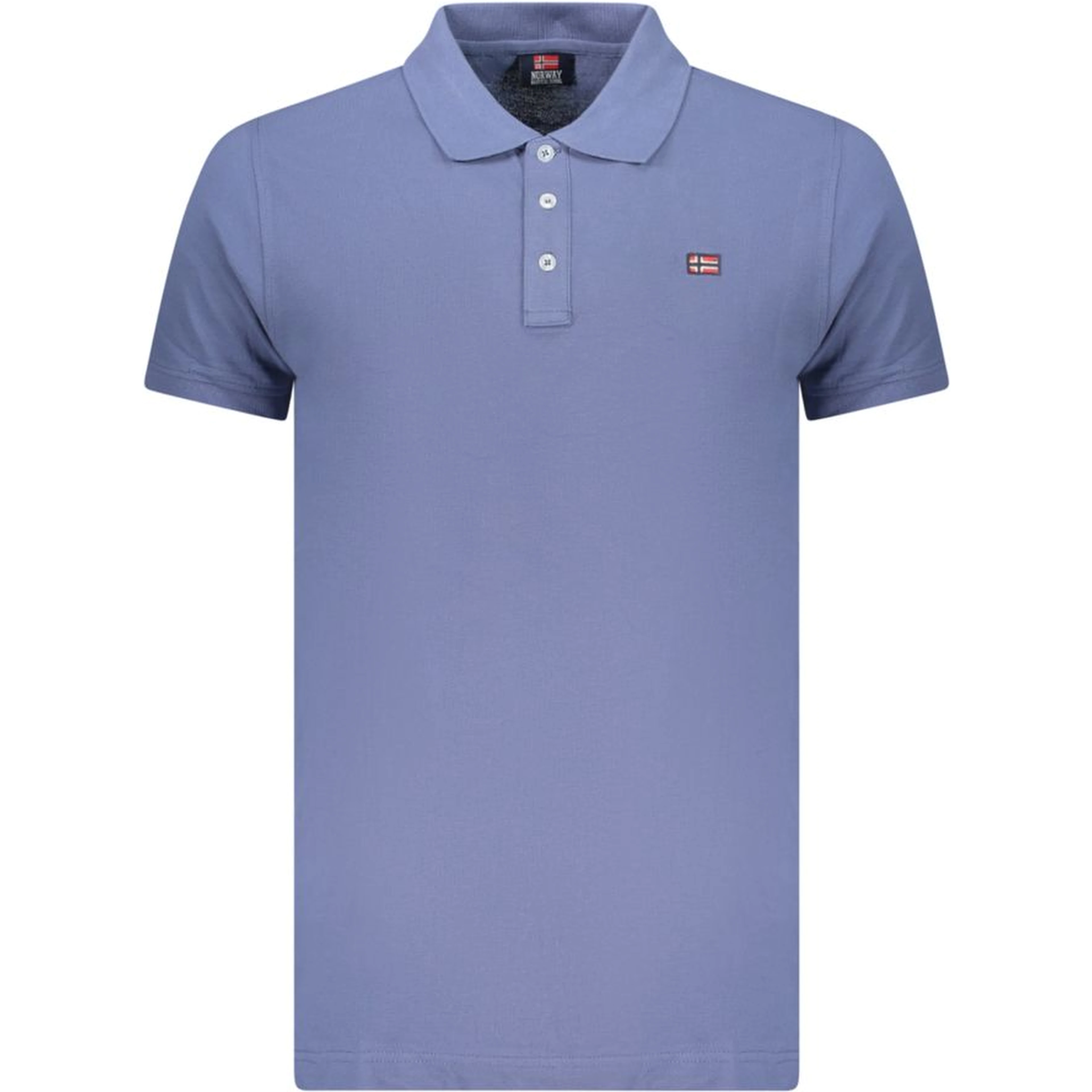 Blue Cotton Men Polo