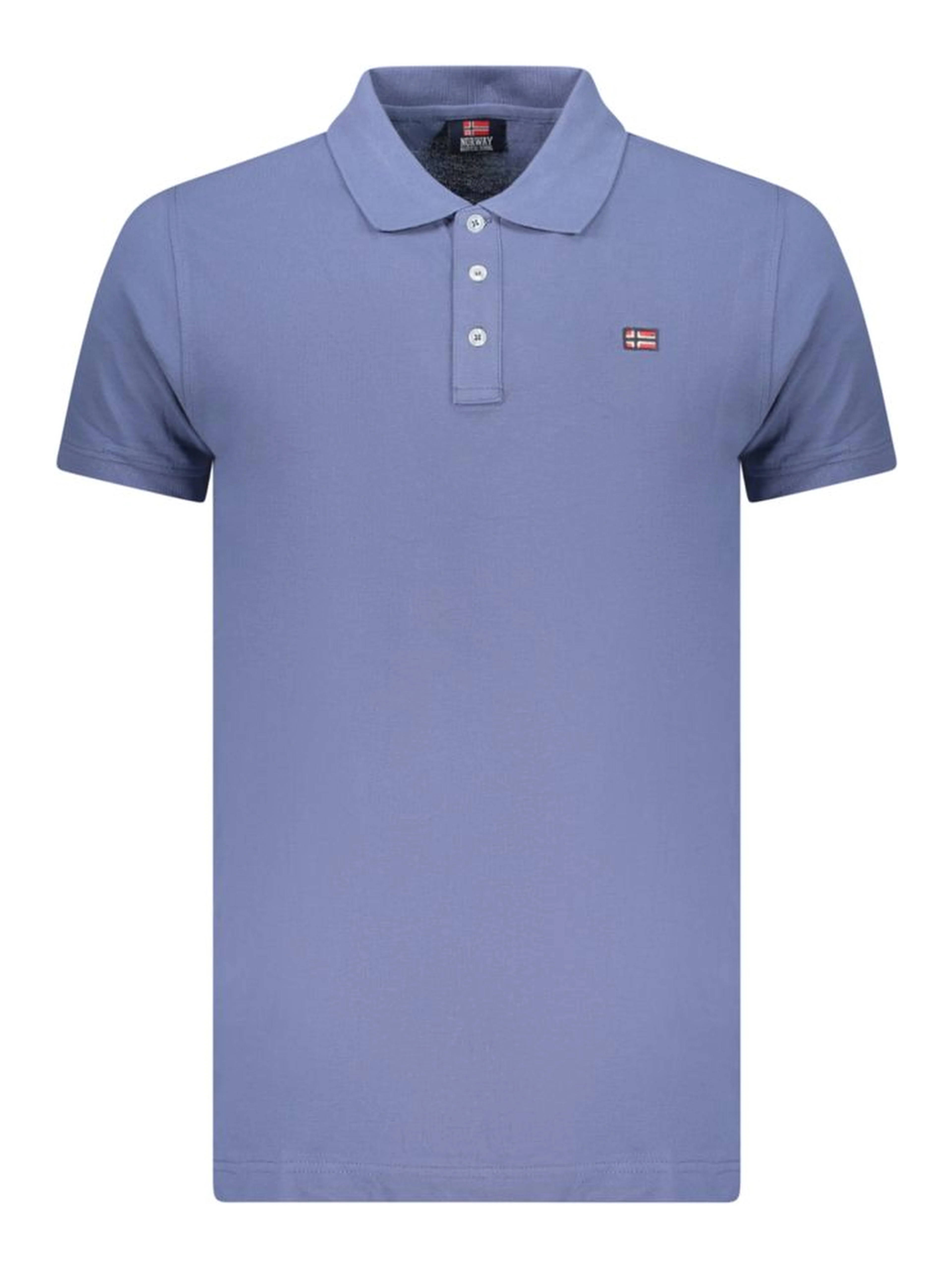 Blue Cotton Men Polo